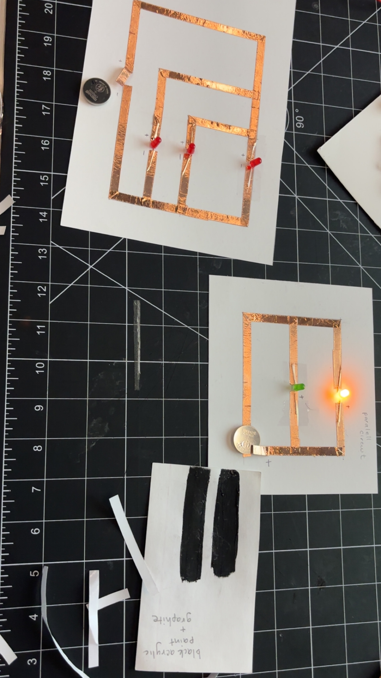 Photo of example circuits for reference to help me during the testing my own circuits.