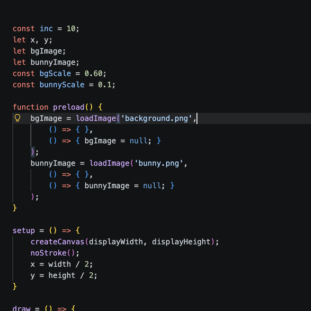 Bunny character walking around the house controlled by the Makey Makey and/or the keyboard arrows.