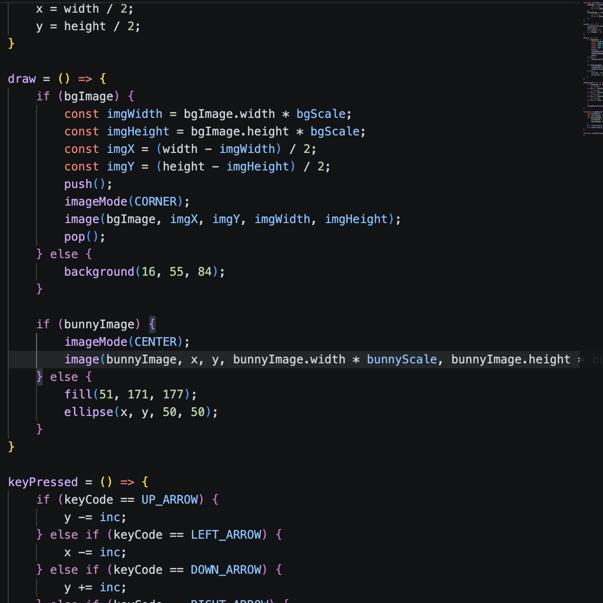 Bunny character walking around the house controlled by the Makey Makey and/or the keyboard arrows.