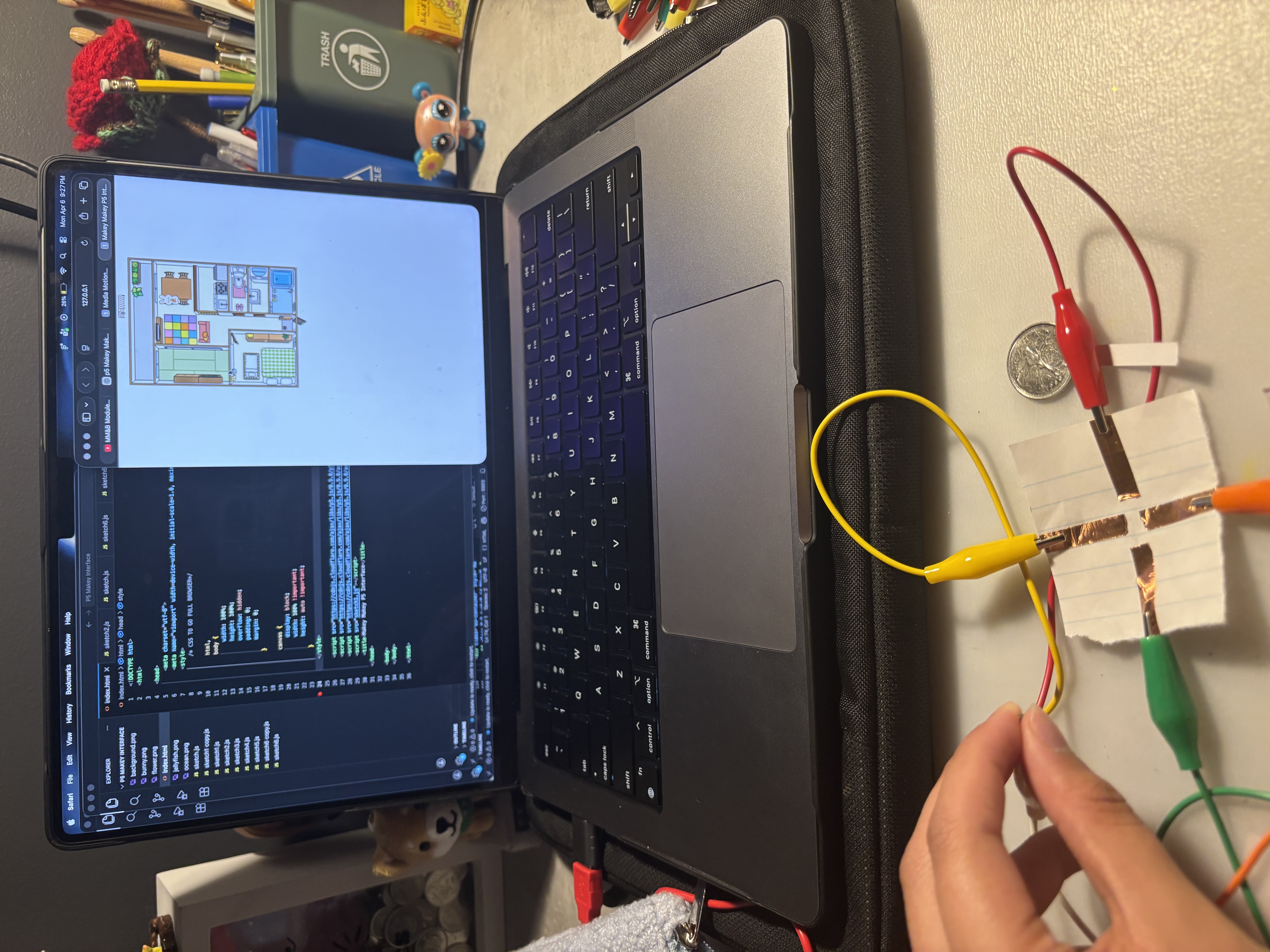 Created a very basic prototype of a controller with up, down, left and right controls attached to the Makey Makey.