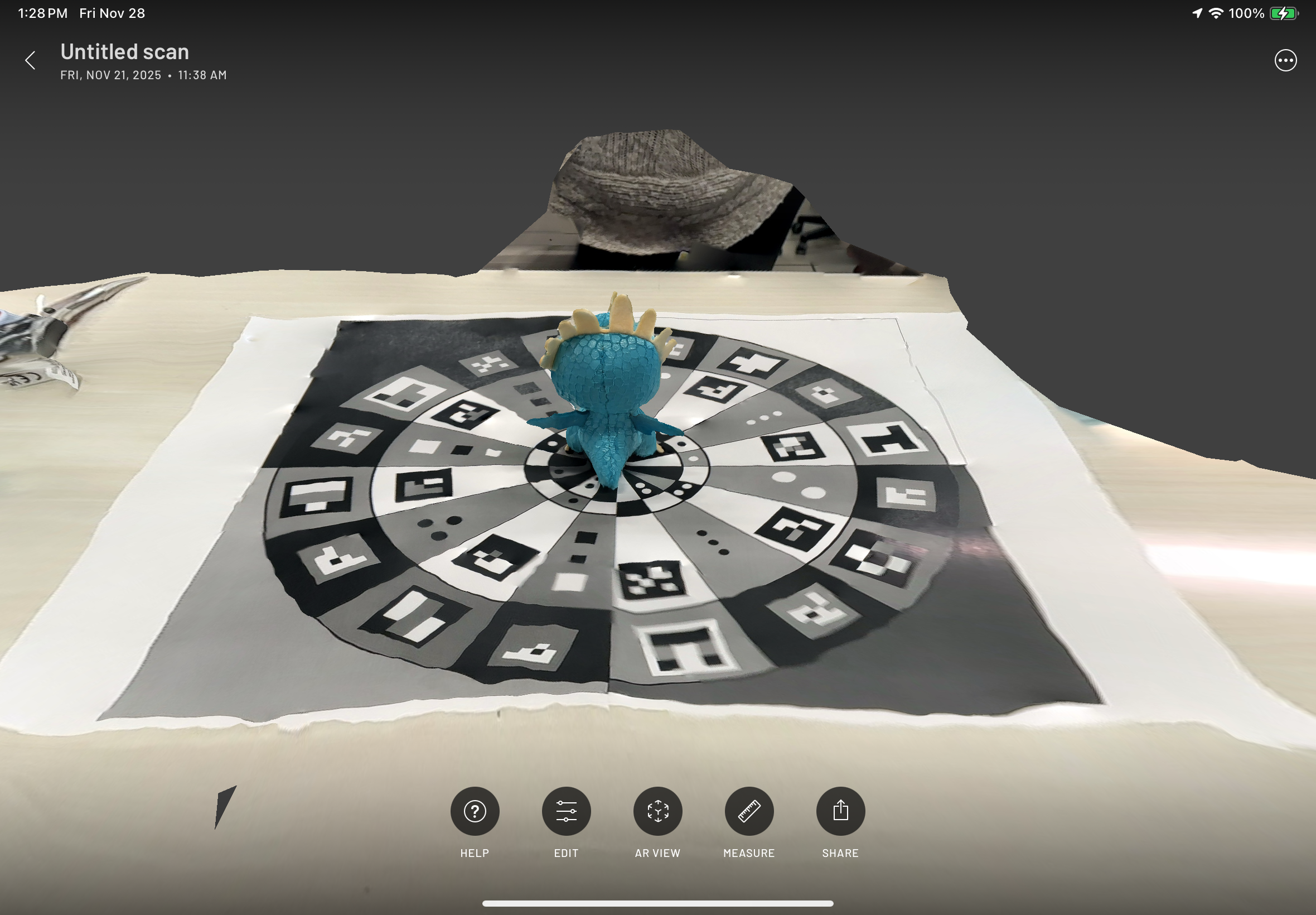 Scanning first object with Scaniverse app on iPads in-class activity.