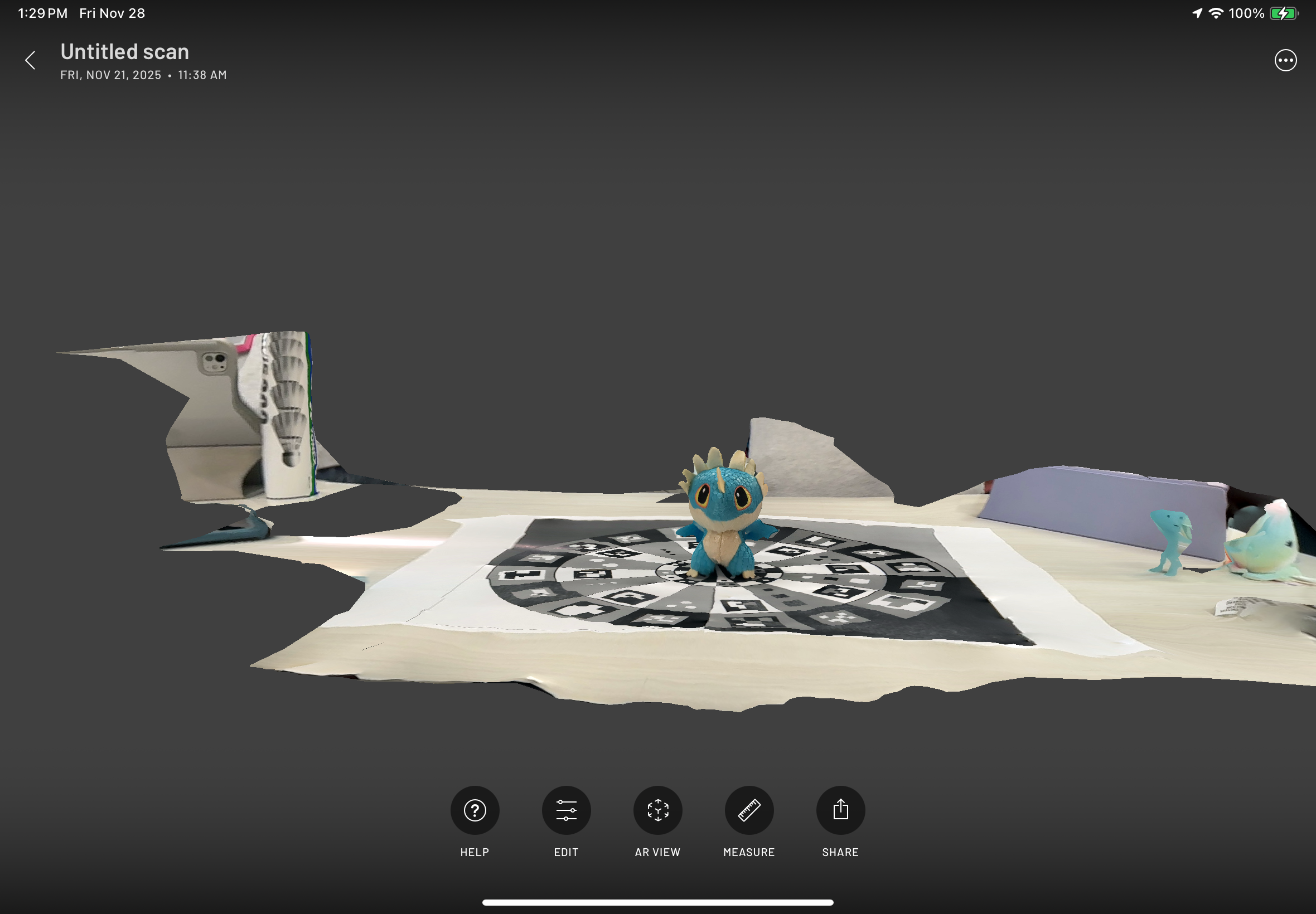 Scanning first object with Scaniverse app on iPads in-class activity.