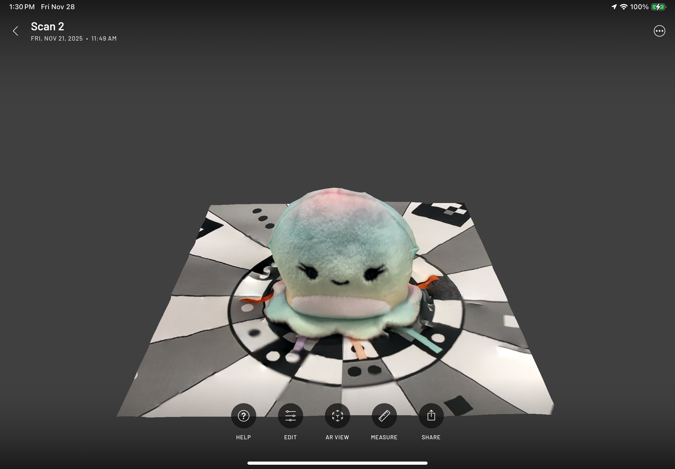 Scanning second object with Scaniverse app on iPads in-class activity.
