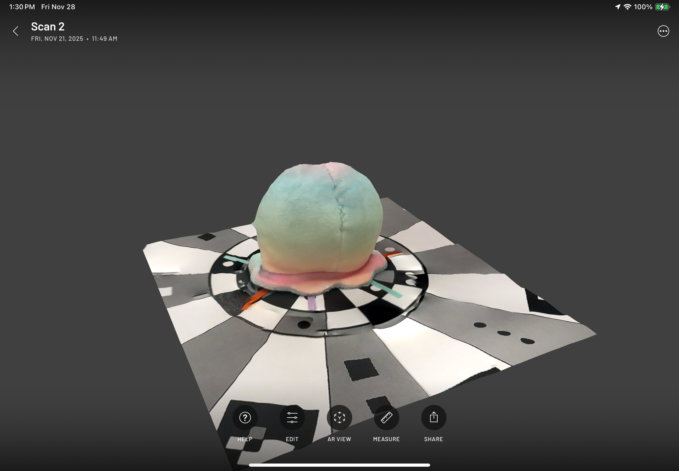 Scanning second object with Scaniverse app on iPads in-class activity.