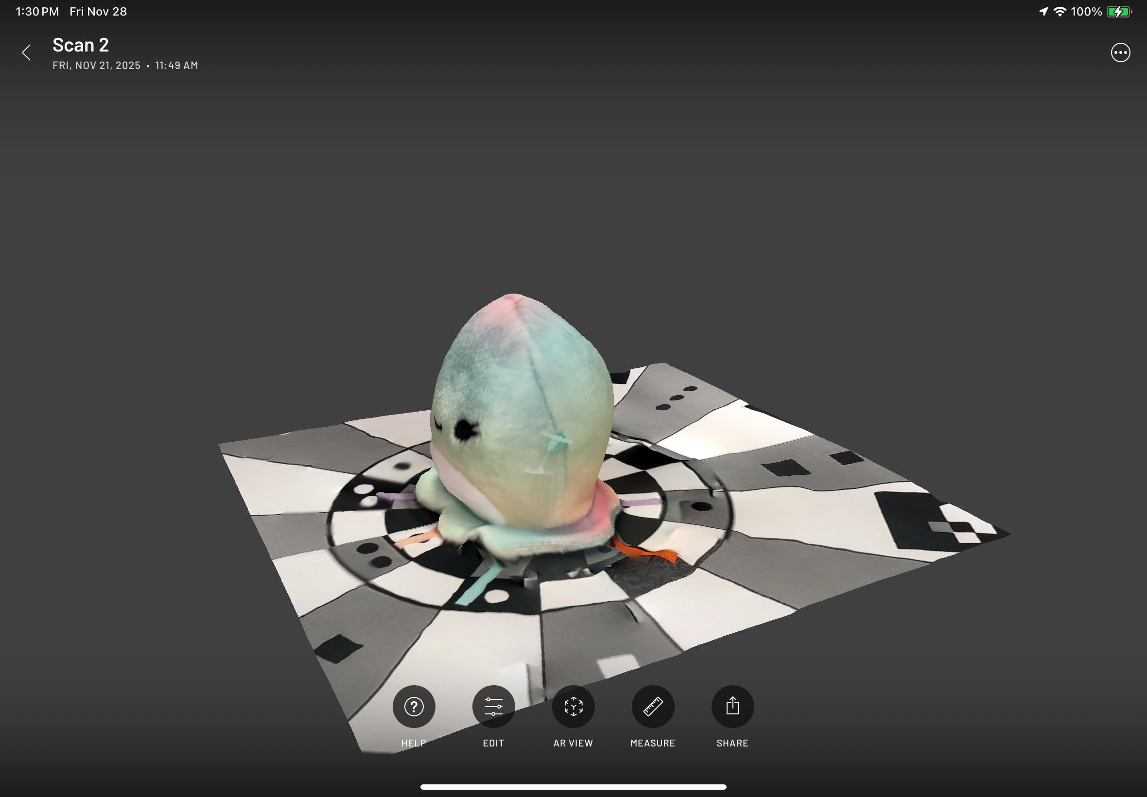 Scanning second object with Scaniverse app on iPads in-class activity.